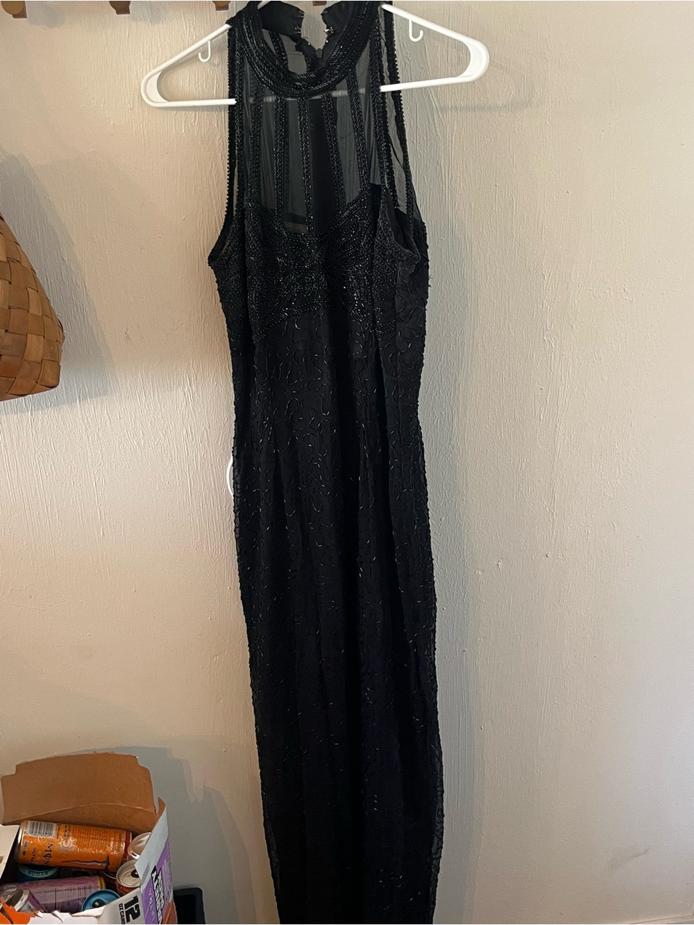 Stenay Black Beaded Halter Prom Dress